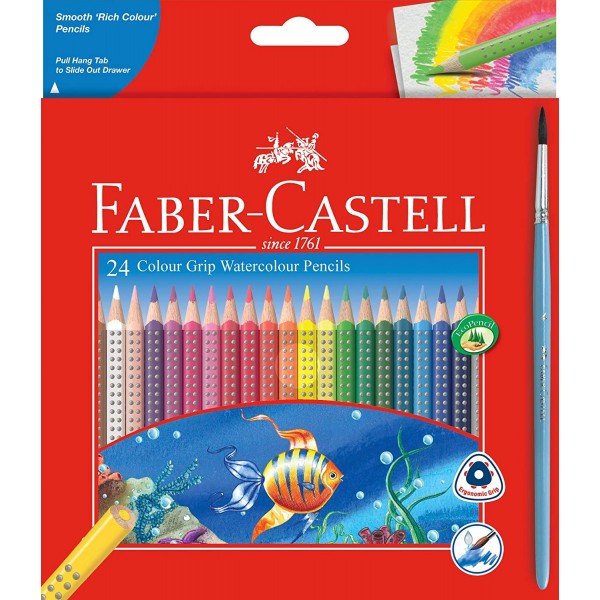 Faber-Castell Grip Watercolor Pencil with Brush - Pack of 24