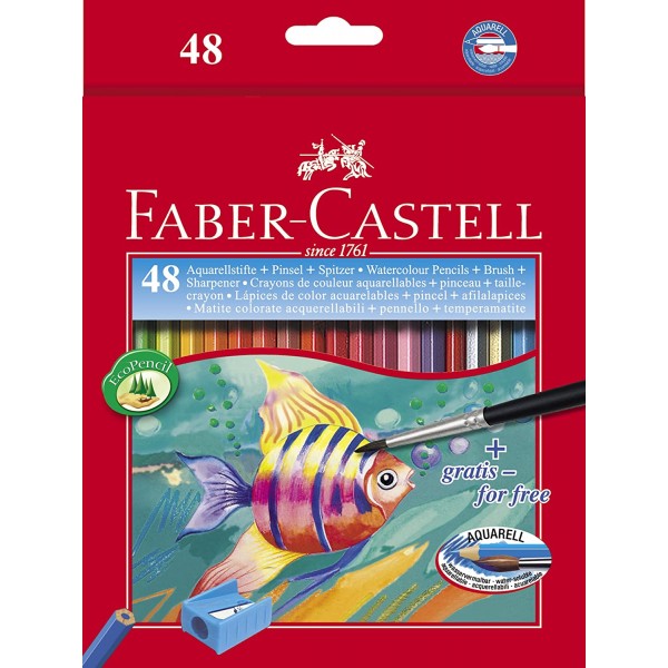 Faber-Castell  Watercolor Pencil with Brush - Pack of 48