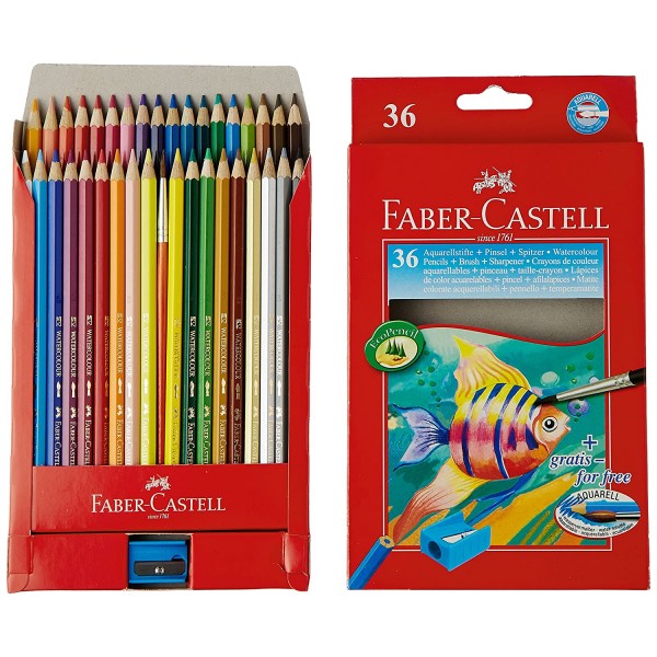 Faber-Castell  Watercolor Pencil with Brush - Pack of 36