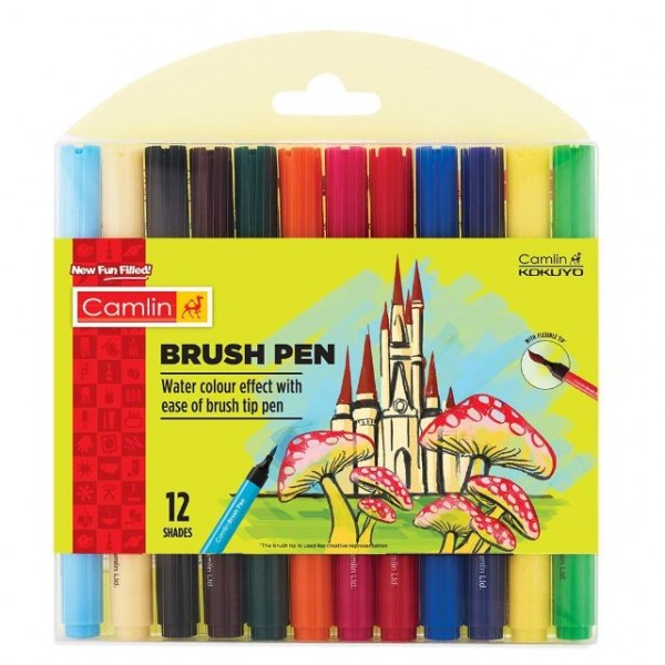 Camlin Brush Pen, 12 Shades (Multicolor)