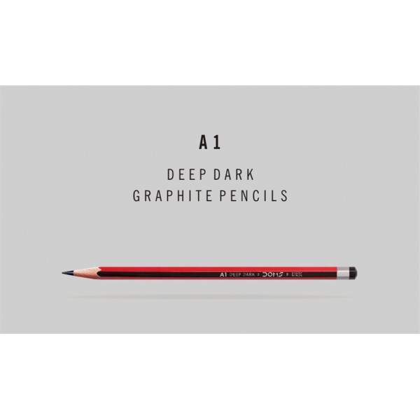 Doms A1 Deep Dark Graphite Pencils - 1 Eraser + 1 Sharpner Free (Pack of 4)