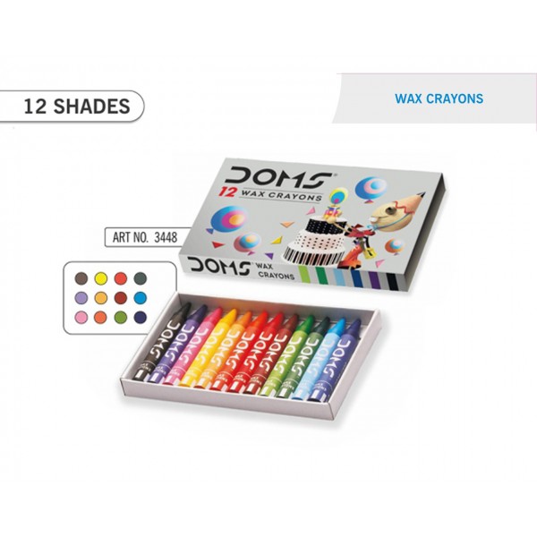 DOMS WAX CRAYONS 12 SHADE -PACK OF 10