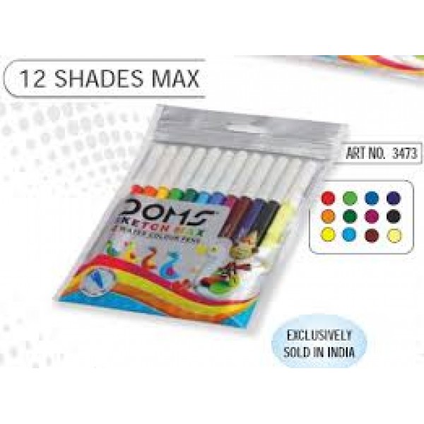 DOMS SKETCH PEN MAX  12 SHADES - PACK OF 3