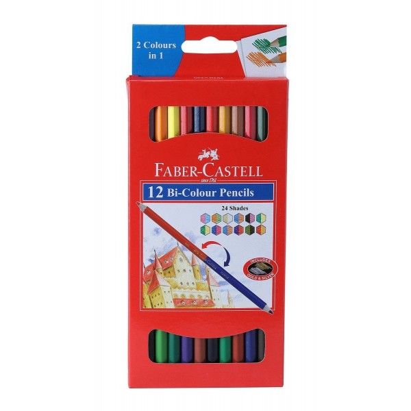 FABER CASTELL BI-COLOUR PENCILS - 12 Pencils 24 shades