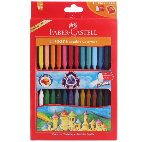  FABER CASTELL GRIP ERASABLE CRAYONS (24 SHADES)