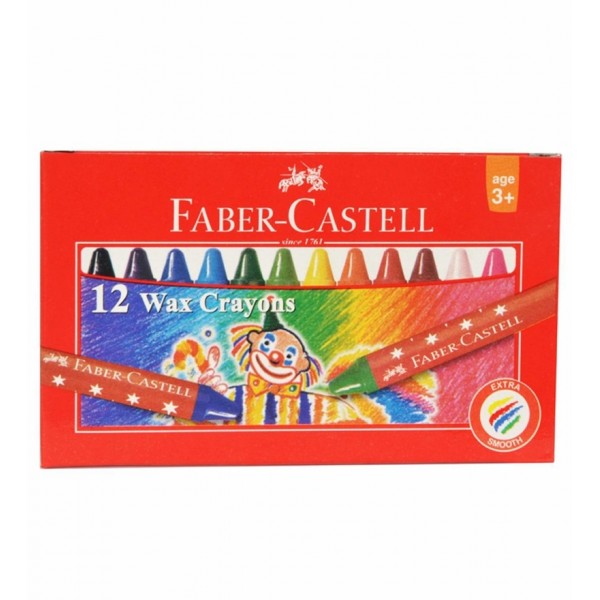 FABER CASTELL 12 SHADE WAX CRAYONS 57 MM (PACK OF 10 )