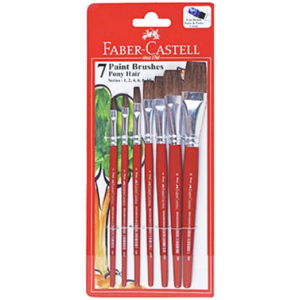 Faber-Castell Pony Hair Flat Paint Brush (Assorted Set of 7)