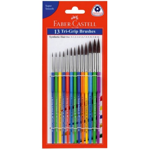 Faber-Castell Tri-Grip Brush - Round, Pack of 13 (Assorted)