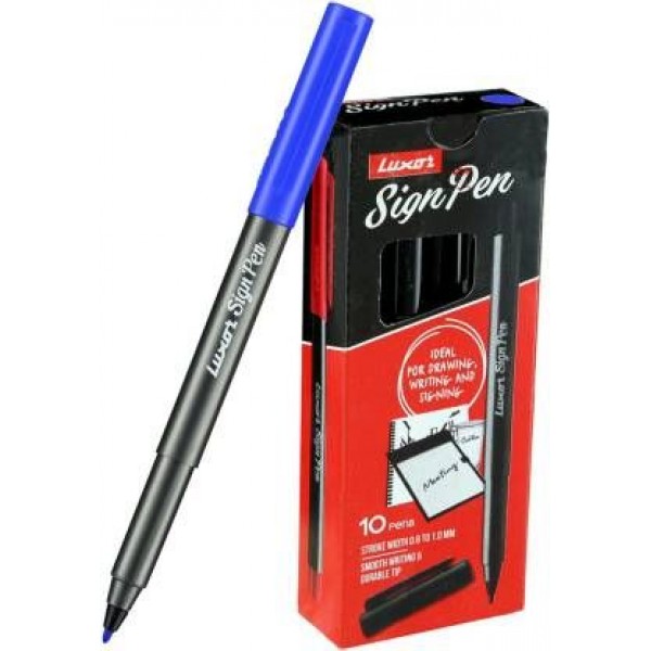 Luxor Signpen Blue Fineliner Pen  (Pack of 10)