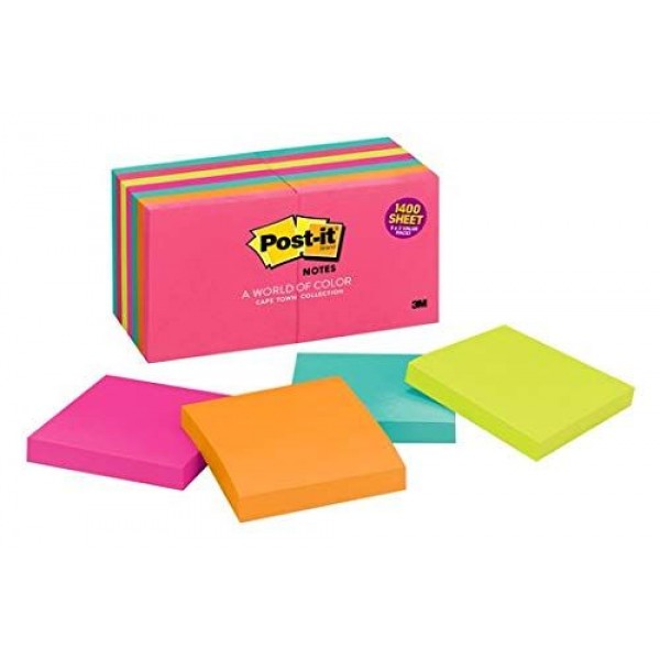 3M Scotch Post-it Colour Sticky Notepad with 1200 Sheets, 3x3-inch Colour - Set of 11N +1N