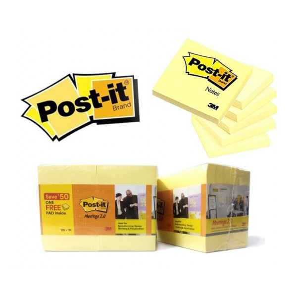 3M Scotch Post-it Sticky Notepad with 1200 Sheets, 5x7.6-cm Yellow - Set of 11N +1N