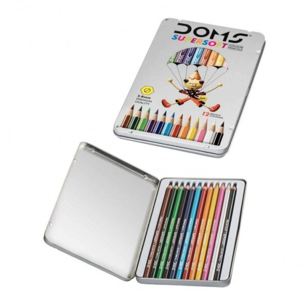 DOMS Fsc 12 Colour Pencil Flat Tin