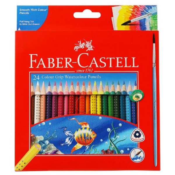 Faber Castell Colour Grip Water Colour Pencils - 24 Shades