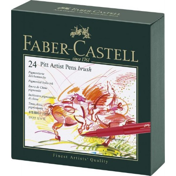 Faber Castell Pitt Artist Color Pen Brush Set - Pack of 24, B