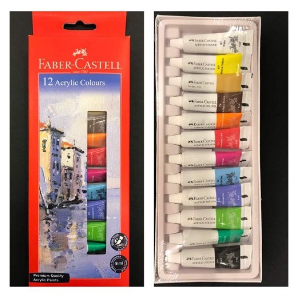 Faber-Castell 149012 Student Acrylic Colour Set - Pack of 12