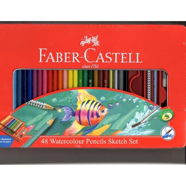 Faber-Castell 48 Watercolour Pencils Sketch Set - Tin Box