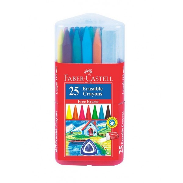 Faber-Castell Erasable Plastic Crayon Set Gift Pack- 110mm, Pack of 25 (Assorted)