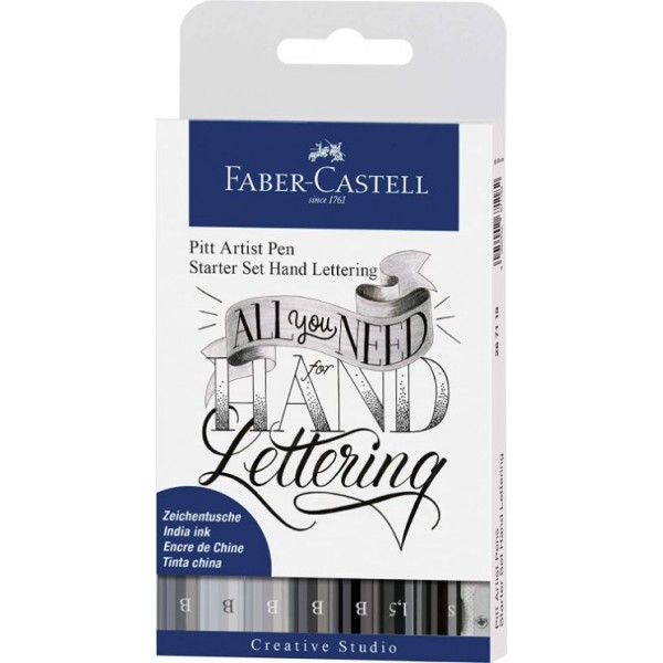 Faber-Castell Hand Lettering Pitt Artist Pen Starter Kit - Pack of 9