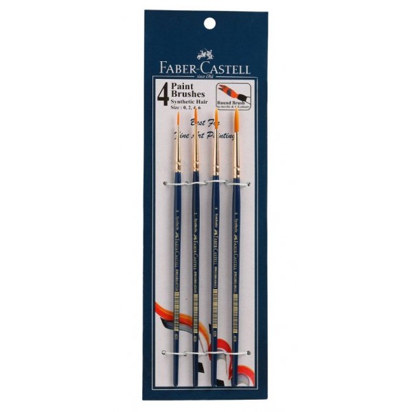 Faber-Castell Paint Brush Set - Round, Pack of 4 (Navy Blue)