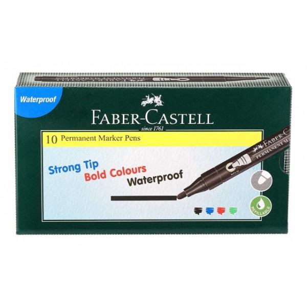 Faber-Castell Permanent Marker Pen - Pack of 10 (Black)