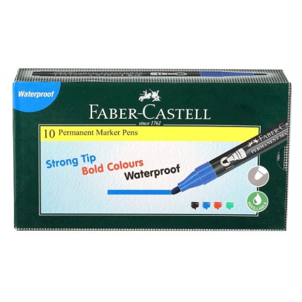 Faber-Castell Permanent Marker Pen - Pack of 10 (Blue)