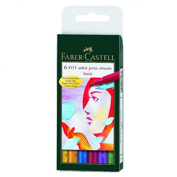 Faber-Castell Pitt Artist Basic Color Pen Set - Pack of 6