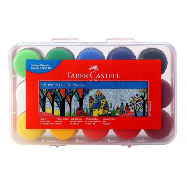 Faber-Castell Poster Color Plastic Box - Pack of 15 (Assorted)
