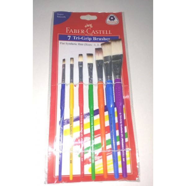Faber-Castell Tri-Grip Brush - Flat, Pack of 7 (Assorted)