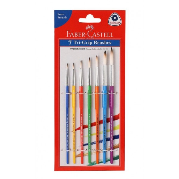 Faber-Castell Tri-Grip Brush - Round, Pack of 7 (Assorted)