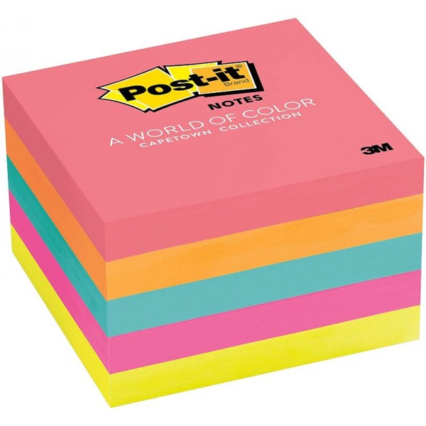 Post-It Notes - 3 inch x 3 inch, Pack of 5 Pads, Neon Multi Color