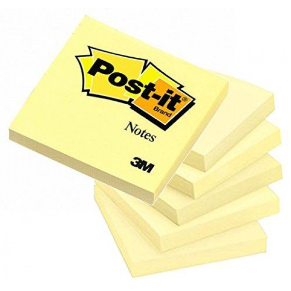 Post-It Scotch Sticky Notepad 3 X 3 Inch Canary Yellow 100 Sheets - (Total Sheets 100 X 6 Pads = 600 Sheets) Set Of 6 Pads