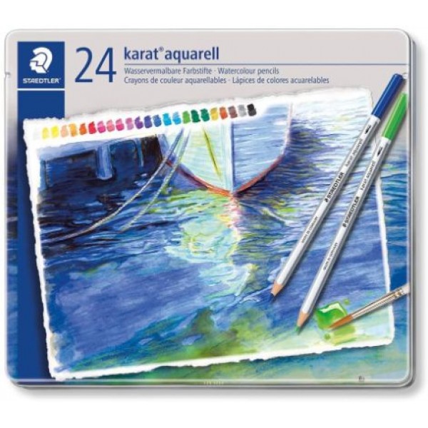 Staedtler Karat Aquarell Premium 125M24 Watercolor Pencil, 24 Shades