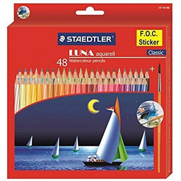Staedtler Luna Watercolor Pencil Pack of 48 Shades (With Free Gift)