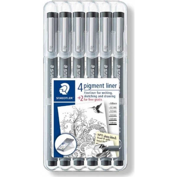 Staedtler Pigment Liner Fineliner Pen Set (Pack of 6)
