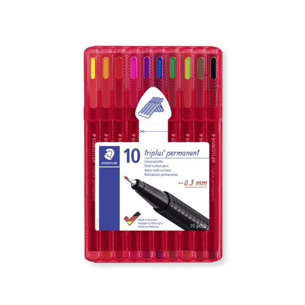 Staedtler Triplus Permanent Pen Set - Pack of 10