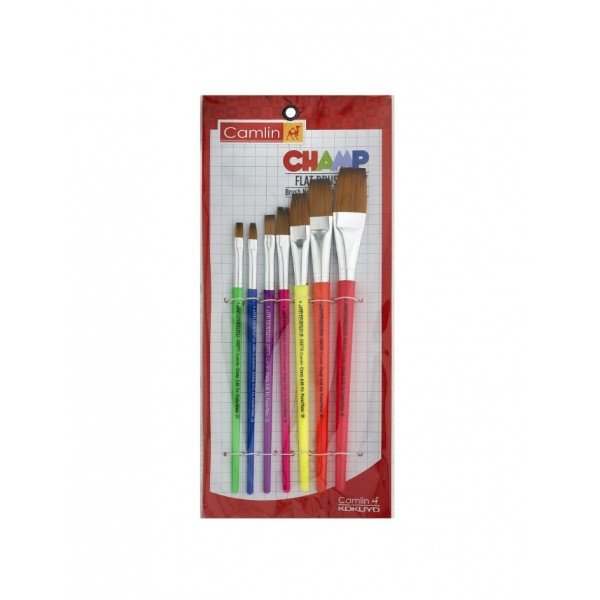 Camlin Champ Flast Brush Set - Pack of 7 (Multicolor)