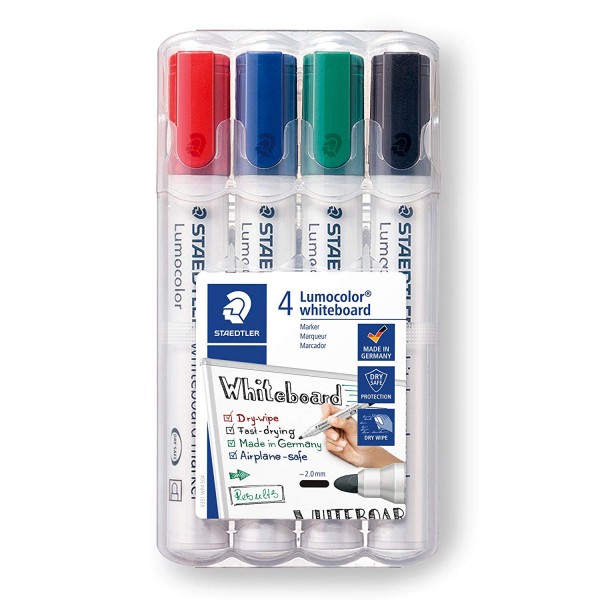 Staedtler Lumocolor Bullet Tip Whiteboard Marker - Pack of 4 (Assorted)