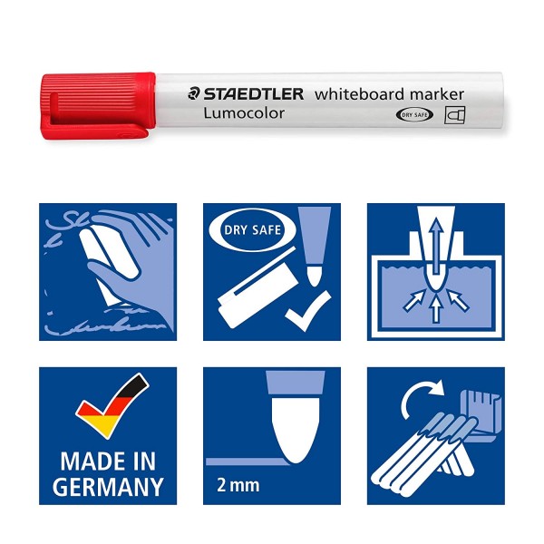 Staedtler Lumocolor Bullet Tip Whiteboard Marker - Pack of 4 (Assorted)