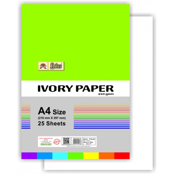 LOTUS IVORY PAPER A4 SIZE- PACK OF 25 SHEETS