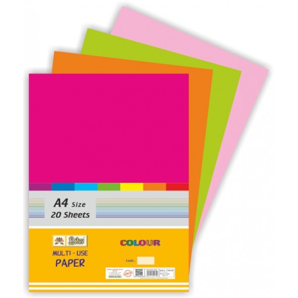 LOTUS A4 PASTEL COLOUR SHEET BOTH SIDE RULED (PACK OF 2)